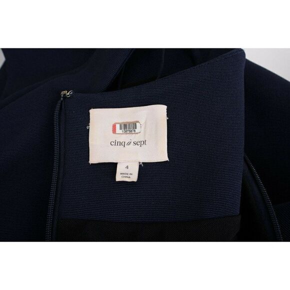 Cinq a Sept Womans Navy Blue Garnet Sheath Dress Night out Size 4 Off Shoulder - Picture 7 of 7